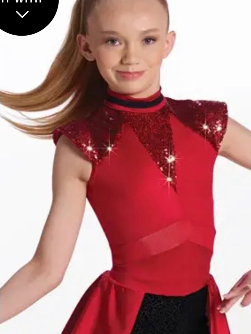 Kids Red Sequin Dance Costume